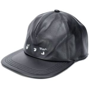 Off-White Mens Black Leather Hats & Cap - One Size