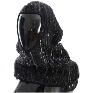 Dolce & Gabbana Womens Black Knitted Sequin Hood Scarf Hat - Multicolour Wool - One Size