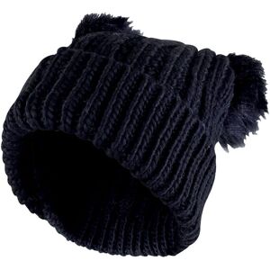 Sock Snob Womens Ladies Double Faux Fur Pom Pom Pull On Fashionable Knitted Beanie Hat - Black - One Size