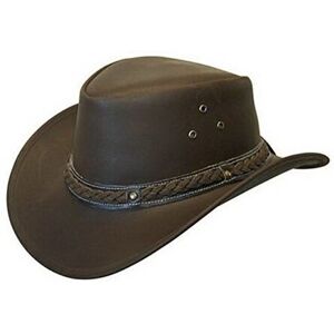 Infinity Leather Unisex Cowboy Outback Real Aussie Bush Hat - Brown - Size X-Large