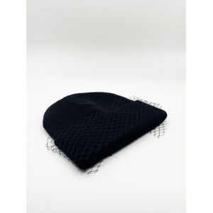 Svnx Unisex Knitted Beanie With Veil - Black - One Size