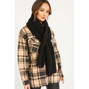 Quiz Womens Black Faux Shearling Scarf - One Size