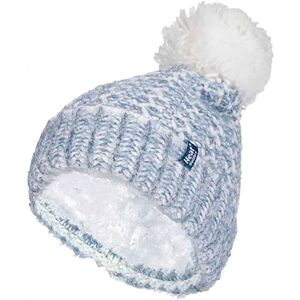 Heat Holders Womens Ladies Fleece Lined Cuffed Thermal Winter Bobble Hat With Pom Pom - Blue Nylon - One Size