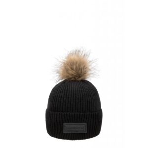 Consigned Unisex Knitted Bobble Hat - Black Nylon - One Size
