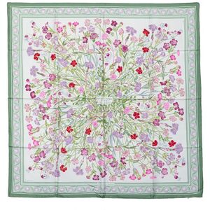 Hermes Pre-Owned Womens Vintage Hermès Œillets Sauvages Et Autres Caryophyllées Silk Scarf White - One Size