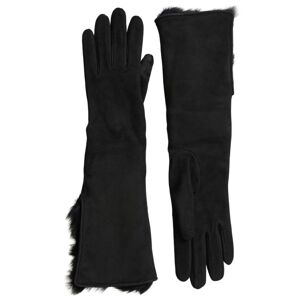 Dolce & Gabbana Mens Elbow Length Leather Fur Gloves - Black - Size 7 (Gloves)