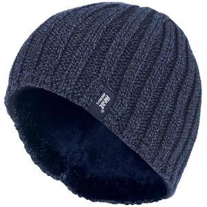 Heat Holders - Mens Fleece Lined Ribbed Winter Hat - Navy - One Size