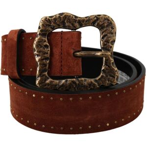 Dolce & Gabbana Mens Brown Suede Leather Studded Baroque Belt - Size 90 Cm