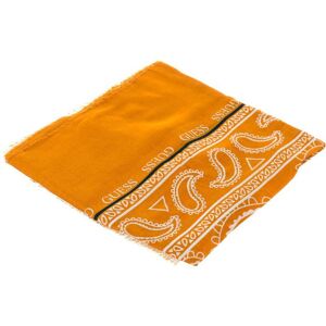 Guess Mens Printed Scarf With Frayed Contours Am8764mod03 Man - Orange Rayon - One Size