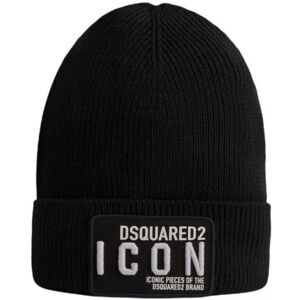 Dsquared2 Mens Icon Beanie In Black Cotton - One Size