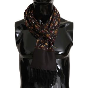 Dolce & Gabbana Brown Musicians Print Mens Scarf - Multicolour Silk - One Size