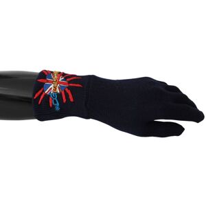 Dolce & Gabbana Mens Blue #dgloveslondon Embroidered Wool Gloves - Multicolour Virgin Wool - One Size