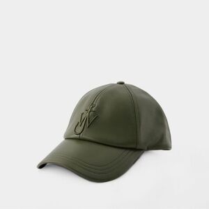 J.W.Anderson Unisex Baseball Cap - - Leather - Dark Olive - Khaki Calfskin - One Size