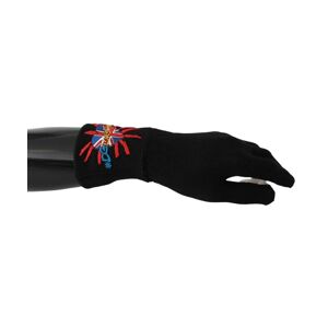Dolce & Gabbana Mens Embroidered Wool Gloves With London-Inspired Design - Black - One Size