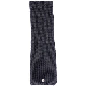 Moncler Pre-Owned Mens Knitted Scarf In Navy Blue Wool Wool (Archived) - One Size