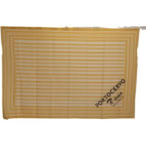 Dolce & Gabbana Womens Yellow White Striped Portocervo Shawl Scarf Cotton - One Size