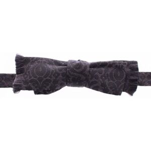 Dolce & Gabbana Mens Gray Black Wool Bow Tie - Grey Silk - One Size