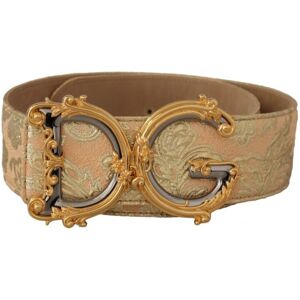 Dolce & Gabbana Womens Gold Wide Waist Jacquard Baroque Dg Logo Buckle Belt - Multicolour Leather - Size 75 Cm