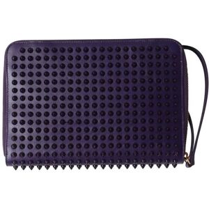 Christian Louboutin Pre-Owned Womens Spike Embellished Travel Wallet In Purple Leather Leather (Archived) - One Size