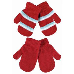 Sock Snob Womens 2 Multipack Baby Boys / Girls Striped Knitted Winter Mittens Gloves - Red - One Size