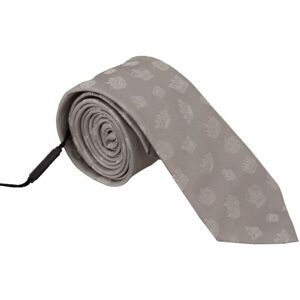 Dolce & Gabbana Mens Fantasy Print Silk Adjustable Neck Tie - Grey - One Size