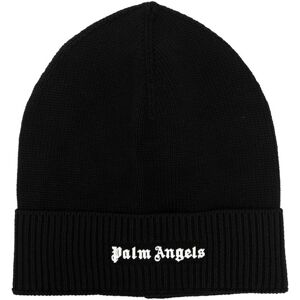 Palm Angels Mens Classic Logo Black Beanie - One Size