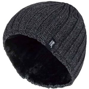 Heat Holders - Mens Fleece Lined Ribbed Winter Hat - Grey - One Size