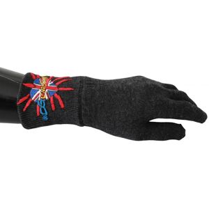 Dolce & Gabbana Mens Embroidered Wool Gloves - Grey - One Size