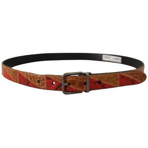 Dolce & Gabbana Mens Multicolor Exotic Vintage Chrome Buckle Belt - Multicolour Leather - Size 90 Cm