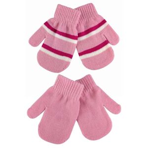 Sock Snob Womens 2 Multipack Baby Boys / Girls Striped Knitted Winter Mittens Gloves - Pink - One Size