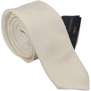 Daniele Alessandrini Mens Silk Necktie - Accessory - Adjustable Length - Off-White - One Size