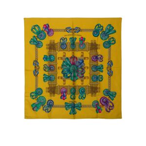 Hermes Pre-Owned Womens Vintage Hermès Les Rubans Du Cheval Silk Scarf Yellow - One Size