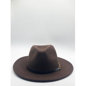 Svnx Mens Chocolate Brown Trilby With Pu Chain Band - One Size