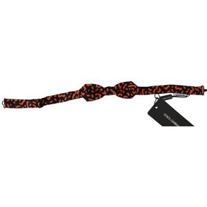 Dolce & Gabbana Mens Pattern Adjustable Neck Papillon Bow Tie - Orange Silk - One Size