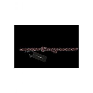 Dolce & Gabbana Mens Bordeaux Maroon Lion Silk Adjustable Neck Bow Tie - Bordo - One Size