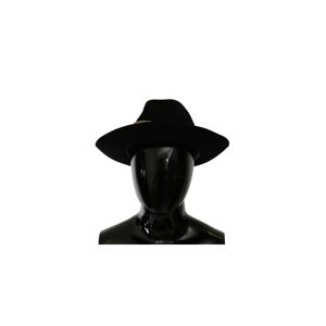 Dolce & Gabbana Womens Wide Brim Panama Fedora Hat - Black - Size 57 Cm