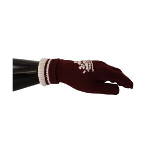 Dolce & Gabbana Mens Patterned Cashmere Gloves With Byzantine Crown Detail - Red - Size 9 (Gloves)