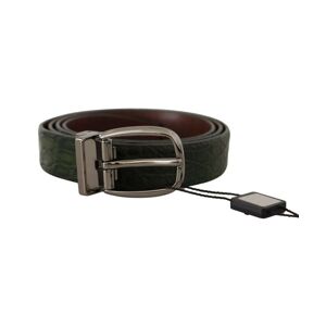 Dolce & Gabbana Mens Green Exotic Leather Silver Buckle Belt - Size 95 Cm
