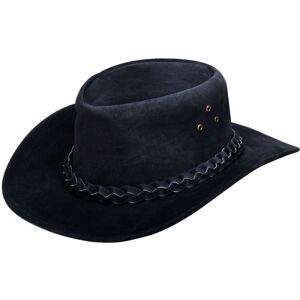 Infinity Leather Unisex Cowboy Outback Suede Aussie Bush Hat - Black - Size Large