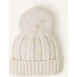 Accessorize Faux Fur Pom-Pom Beanie Hat Cream One Size Female