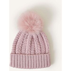 Accessorize Faux Fur Pom-Pom Beanie Hat Pink One Size Female