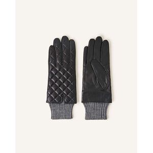Accessorize Quilted Leather Gloves Black M/l Female
