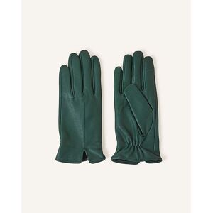 Accessorize Touchscreen Leather Gloves Green Sm/med Female