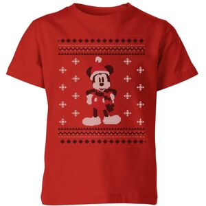 Original Hero Disney Mickey Scarf Kids' Christmas T-Shirt - Red - 9-10 Years