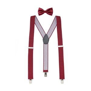 Savile Row Company Burgundy Spotted Braces & Bow Tie Set - Men