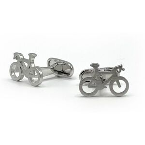 Savile Row Company Silver Tone Rhodium Plated Bike Cufflinks - Men