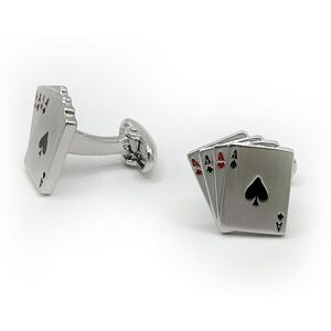 Savile Row Company Silver Tone Rhodium Plated Cards Cufflinks - Men