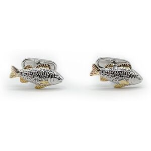 Savile Row Company Silver Tone Rhodium Plated Fish Cufflinks - Men