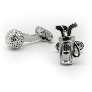 Savile Row Company Silver Tone Rhodium Plated Golf Cufflinks - Men