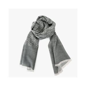 Gucci , Two-tone GG Patterned Wool and Silk Shawl ,Gray unisex, Sizes: ONE SIZE